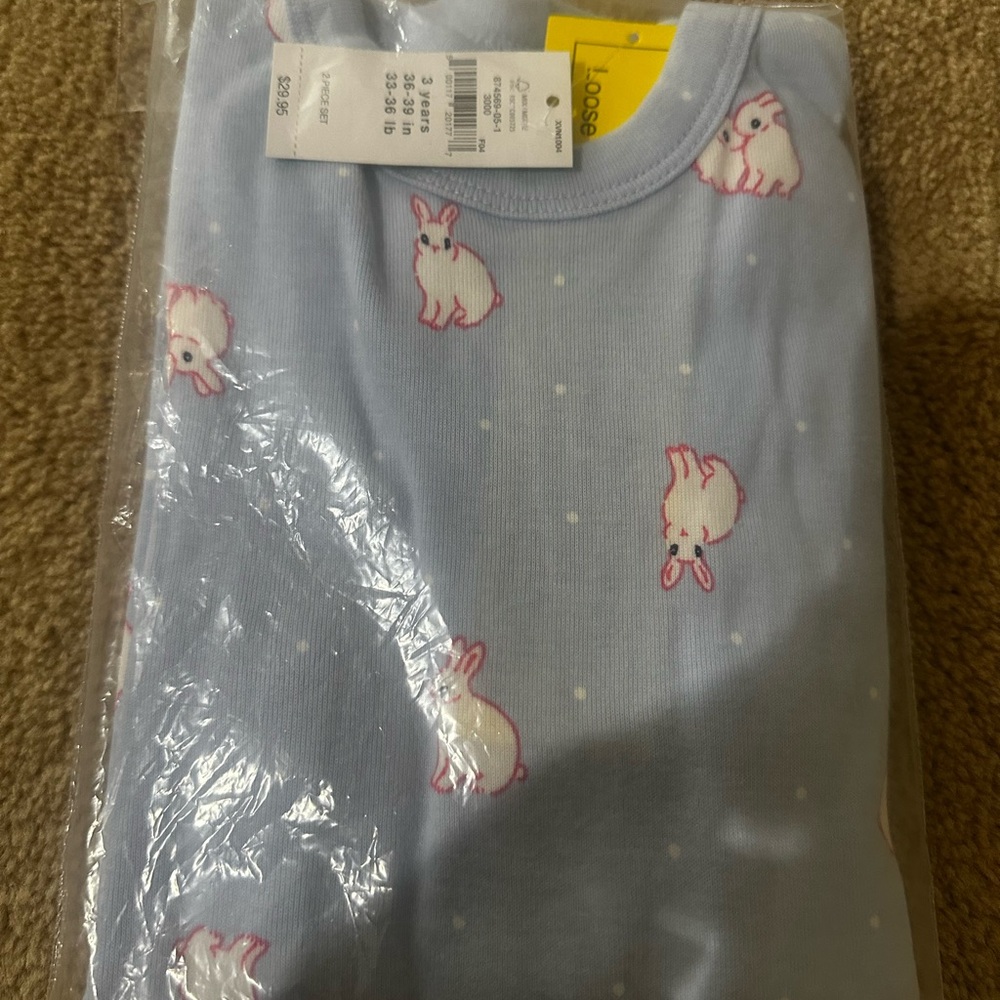 Gap, Organic Cotton Pajama Set, Blue, Bunny Print, 3 Years